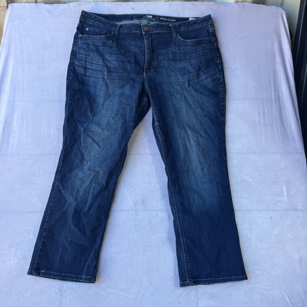 Lee Riders Jeans Women's 20M Blue Denim Stretch Streetwear Mid Rise Straight Leg